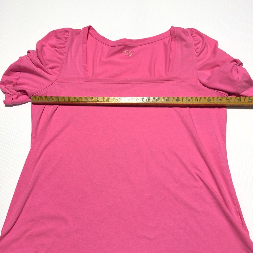 Lilly Pulitzer Jessie Top Womens Size XL Pink Square Neck Short Sleeve - Picture 6 of 7